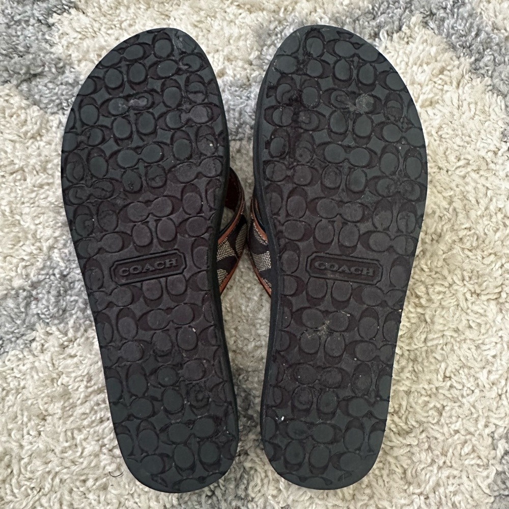 Coach Black and Brown Leather Sandals - Picture 3 of 5